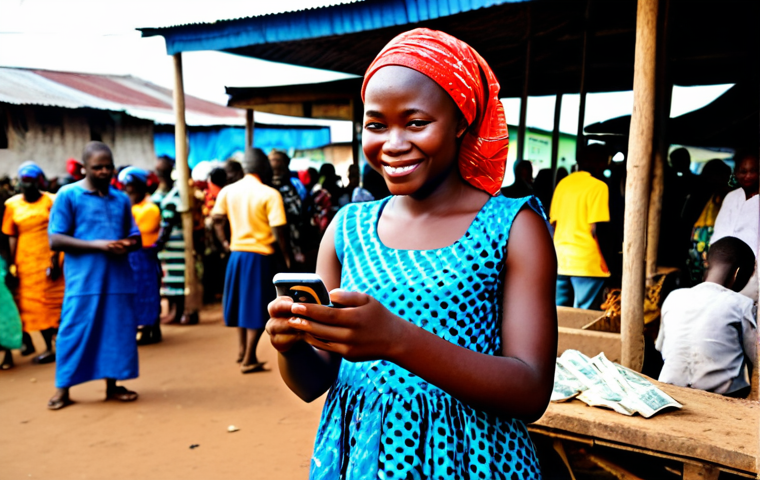 A young adult in Liberia, fully clothed in modest, traditional Liberian attire, confidently using a smartphone to send money via a mobile money app. They are standing in a bustling local market, with vibrant colors and friendly faces in the background, symbolizing the widespread adoption of digital finance. The scene is well-lit, capturing a sense of progress and accessibility. safe for work, appropriate content, perfect anatomy, correct proportions, natural pose, well-formed hands, proper finger count, natural body proportions, family-friendly, high quality, professional photography.