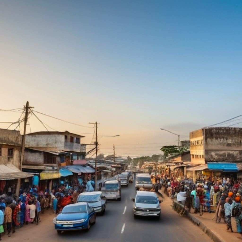 라이베리아의 수도 몬로비아 부동산 시장 - **Prompt 1: "The Pulsating Heart of West Africa"**
    A vibrant, wide-angle shot of Monrovia, Liber...
