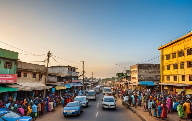 라이베리아의 수도 몬로비아 부동산 시장 - **Prompt 1: "The Pulsating Heart of West Africa"**
    A vibrant, wide-angle shot of Monrovia, Liber...