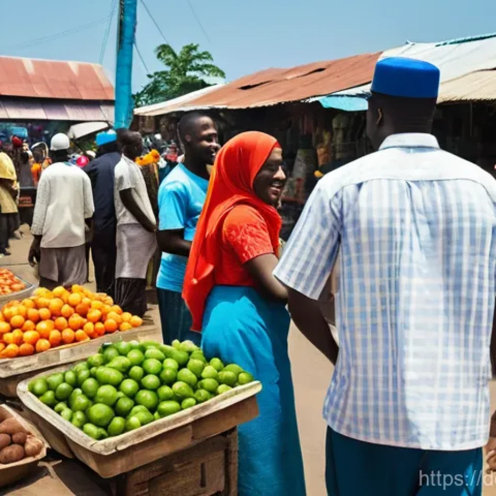 라이베리아 주요 종교 기독교와 이슬람교 - **A Harmonious Liberian Market Scene:**
A vibrant, sun-drenched market scene in a bustling Liber...