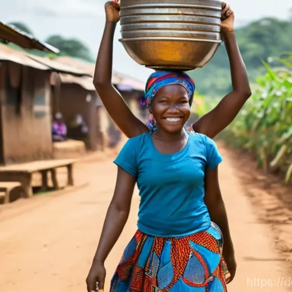 라이베리아의 가사노동 문화와 역할 분배 - **Prompt 1: A Resilient Liberian Woman's Day**
    A vibrant, medium-shot portrait of a determined L...