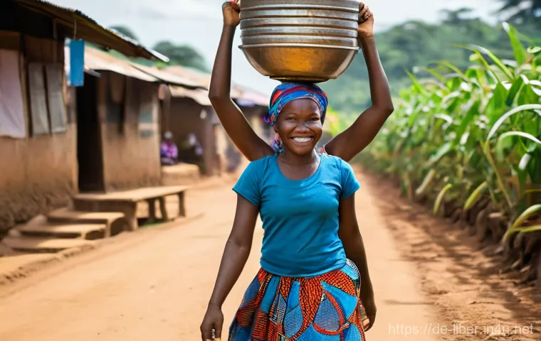 라이베리아의 가사노동 문화와 역할 분배 - **Prompt 1: A Resilient Liberian Woman's Day**
    A vibrant, medium-shot portrait of a determined L...