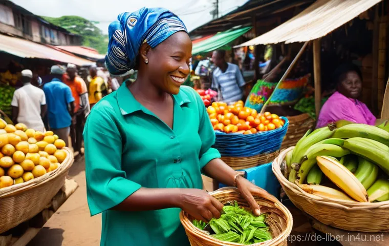 라이베리아에서 현지인과 소통하는 법 - Communal Meal at a Liberian Cookshop**
Prompt: An authentic and inviting scene inside a small, bustl... 라이베리아에서 현지인과 소통하는 법 - Communal Meal at a Liberian Cookshop**
Prompt: An authentic and inviting scene inside a small, bustl...